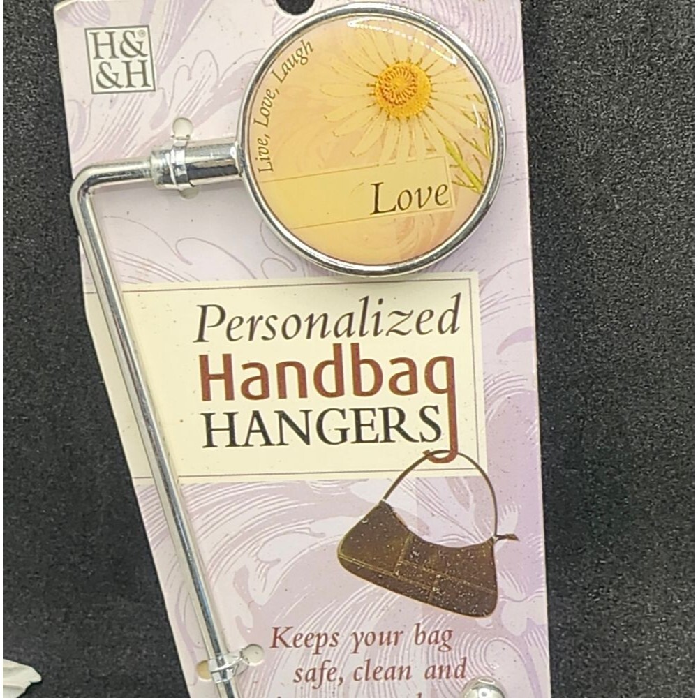 H&H “Love” Personalized Handbag Hanger – Floral Purse Hook – Elegant Handbag Acc